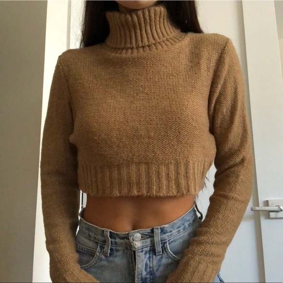 Brown Knit Cropped Turtleneck | Poshmark